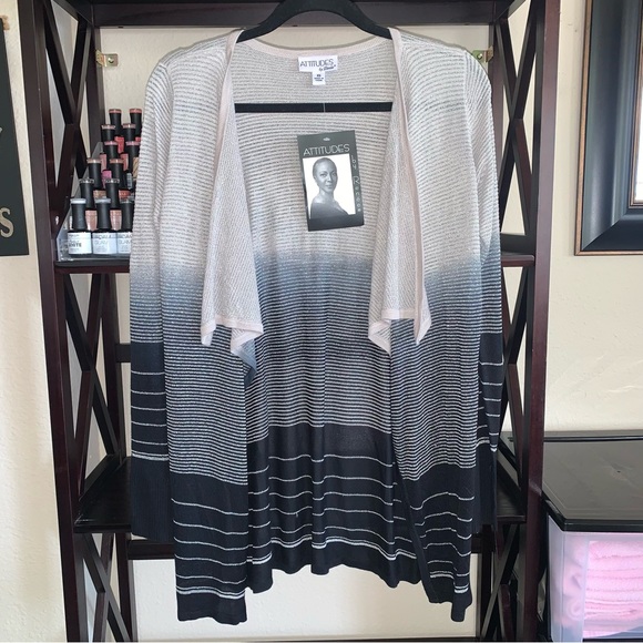 NWT Attitudes By Renee Open Front Cascading Cardigan - Picture 1 of 13